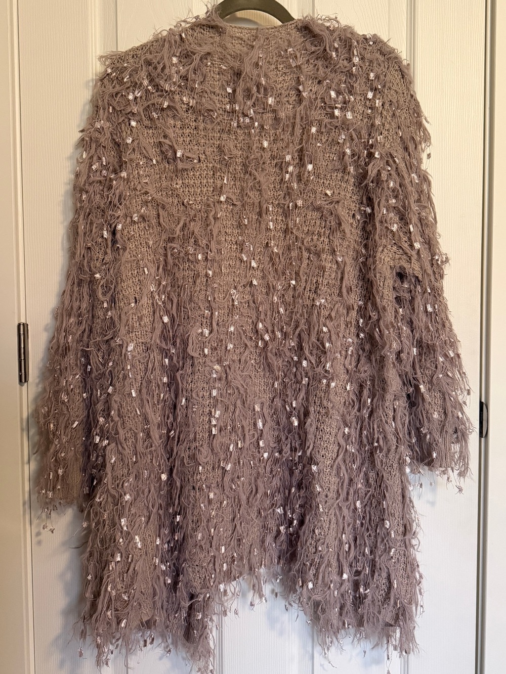 NWT Altar’d State Western Shaggy Fringe Sparkle Open Cardigan Size XS Boho Cozy - Picture 5 of 6